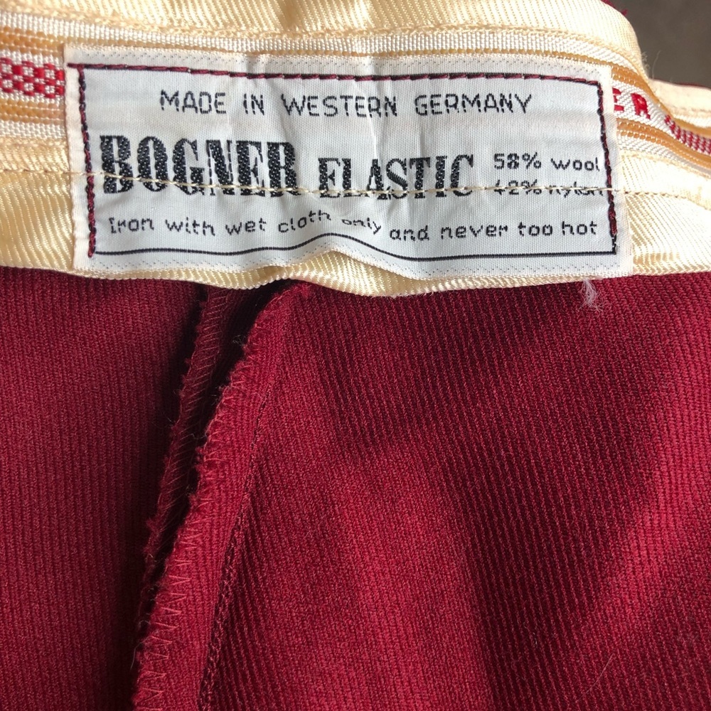 🕶️1960s⚡️VINTAGE wool Bogner red merlot stirrup ski pants 28 - Picture 2 of 8
